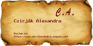 Czirják Alexandra névjegykártya